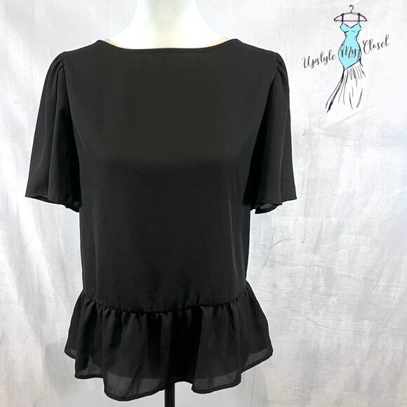 Apt 9 black ruffle peplum top size small - Picture 2 of 5